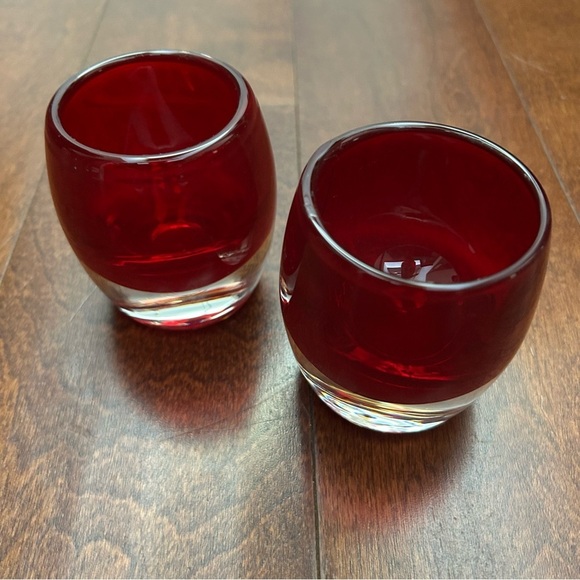 Crate & Barrel Pair of Red Glass Votive Candle Holders - Picture 13 of 16